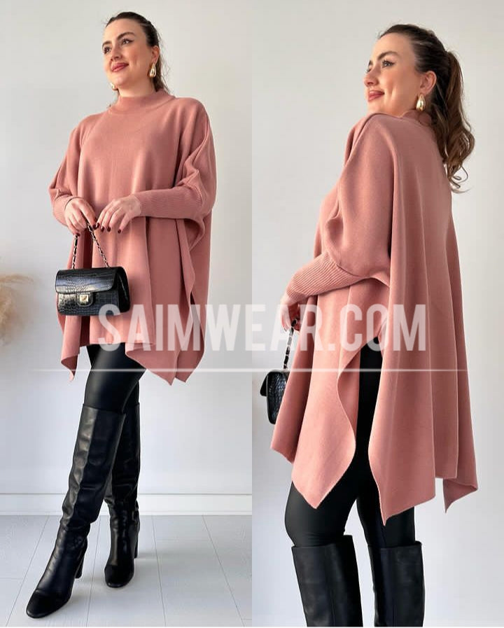 Saimwear Batwing Style Fleece Shawl Poncho CH-395