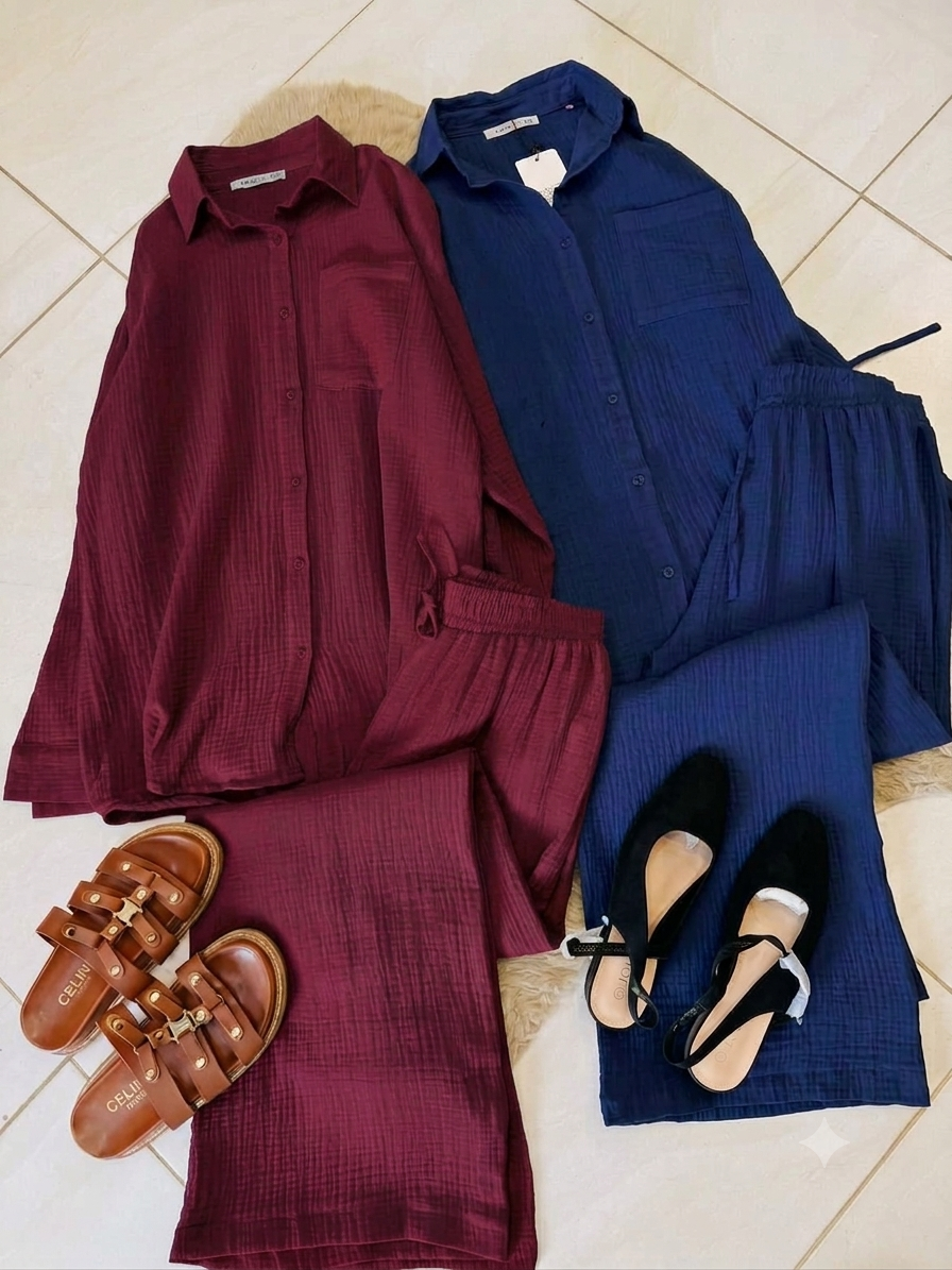 CH - 6086 - Textured Crinkle Co-Ord Set - Saimwear