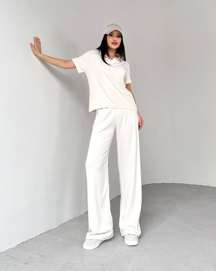 CH # 550 Summer Casual Women's Polo Collar Top & Trouser Set- Saimwear