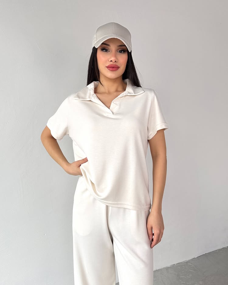 CH # 550 Summer Casual Women's Polo Collar Top & Trouser Set- Saimwear