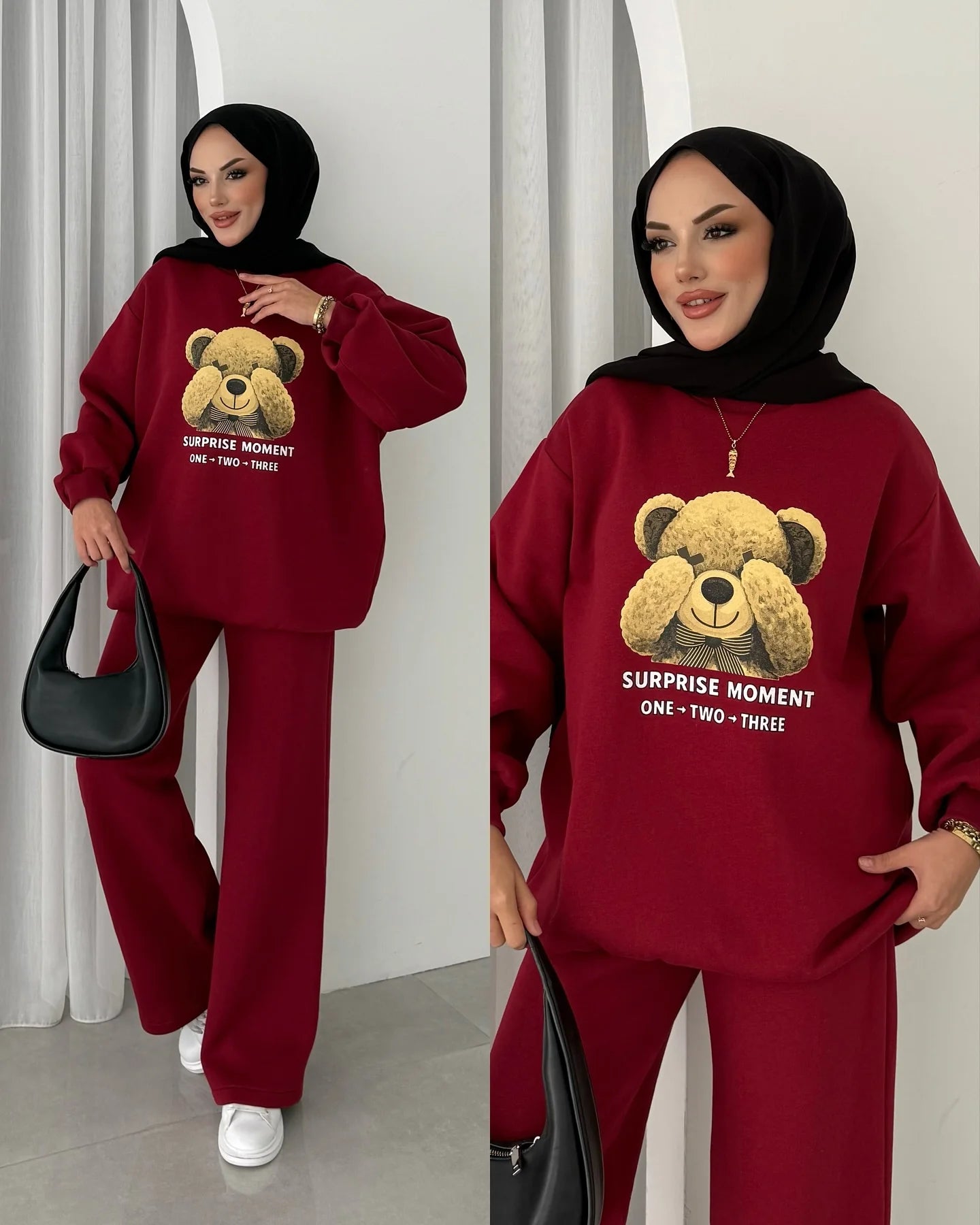 CH 593 - Puffy Chardonnay Sweat Duo Set (Winter Top & Trouser) - SAIMWEAR