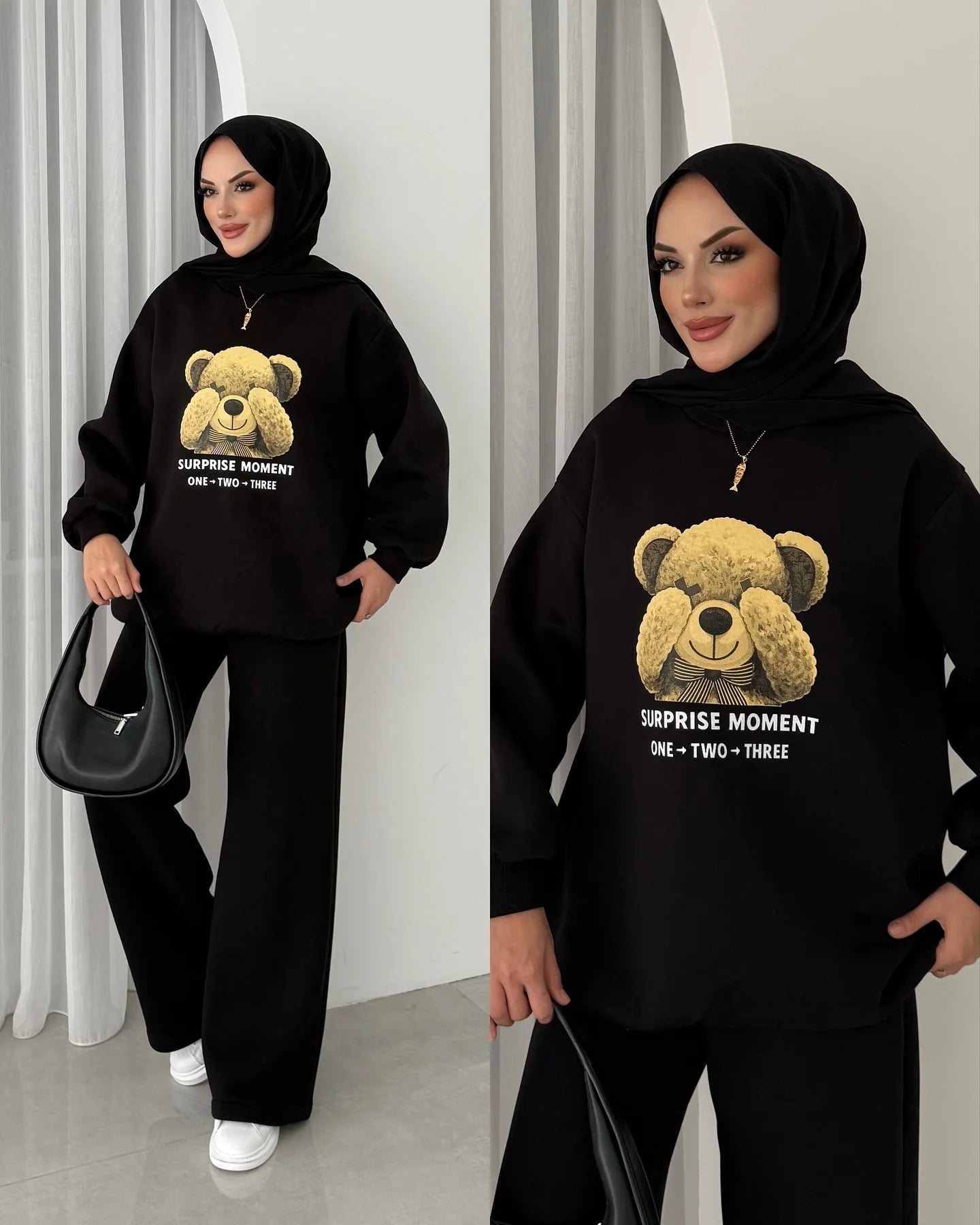 CH 593 - Puffy Chardonnay Sweat Duo Set (Winter Top & Trouser) - SAIMWEAR