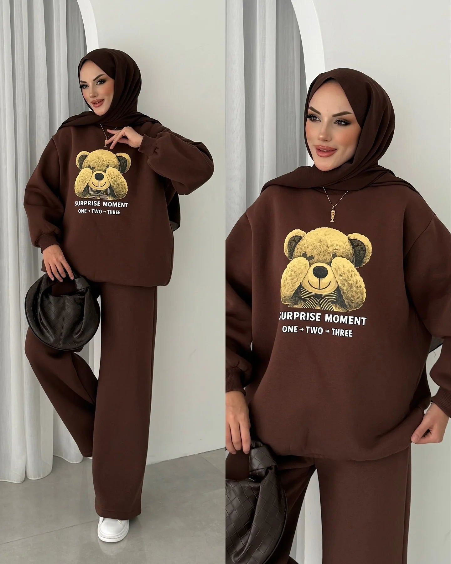 CH 593 - Puffy Chardonnay Sweat Duo Set (Winter Top & Trouser) - SAIMWEAR