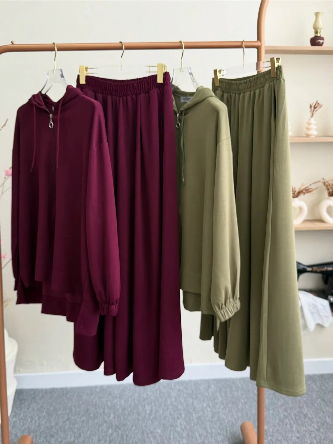 Ch 603 - Full Coverage Relaxed Fit Hoodie and Extra Wide-Leg Bottom Over Size Co ord Set -Saimwear