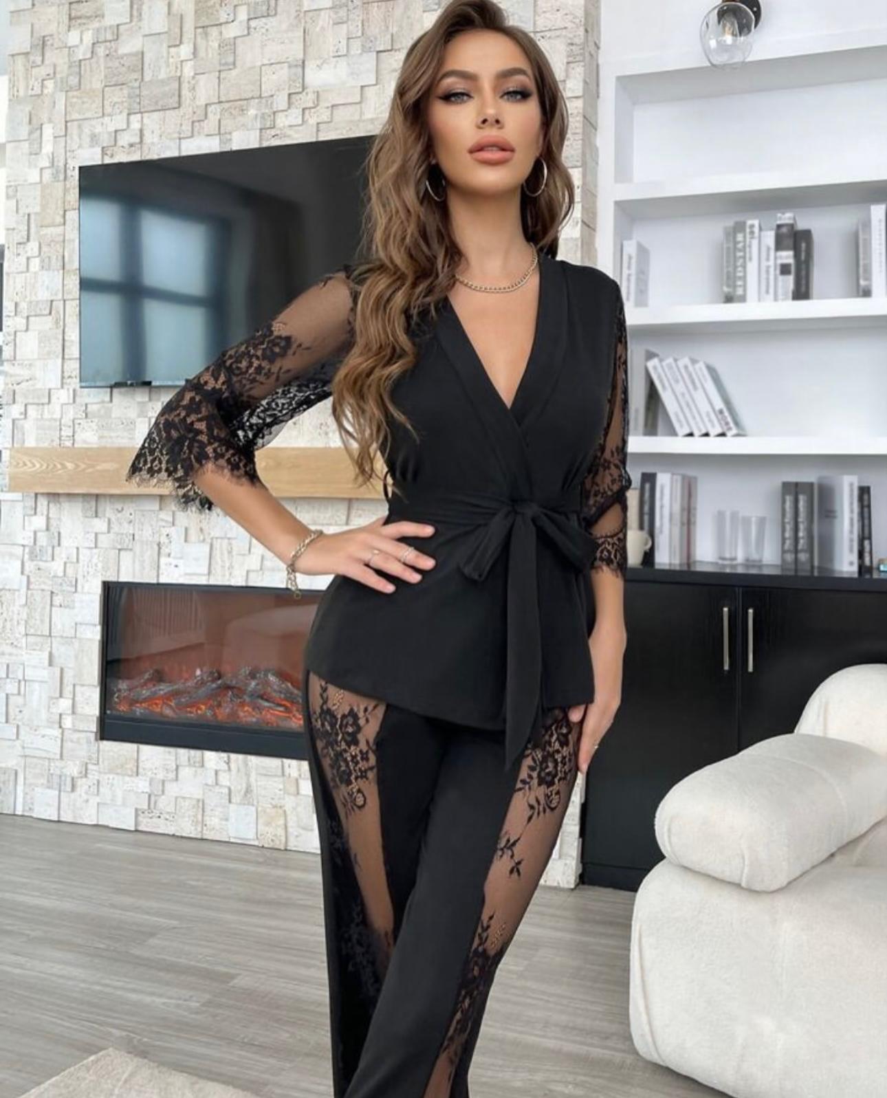 P-74 | Lace Whisper 2-Piece Elegance Set - SAIMWEAR