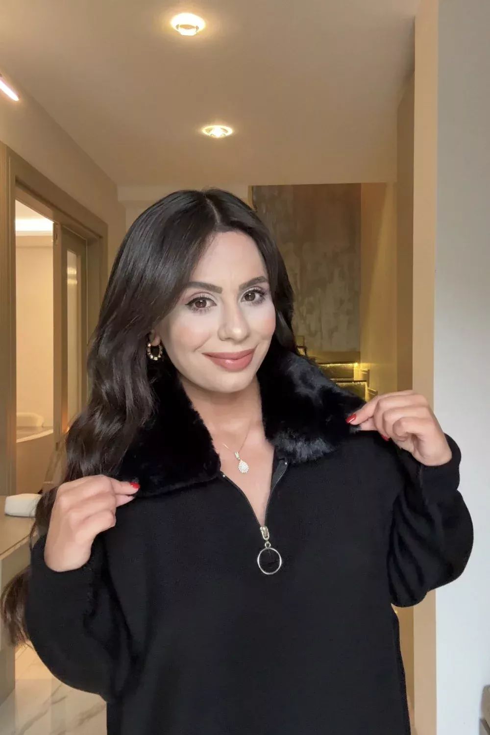 CH 590 - Fur Collar Fleece Co-Ord Set - Saimwear