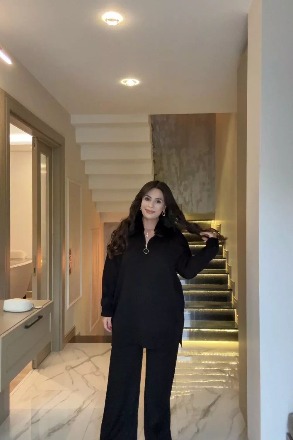 CH 590 - Fur Collar Fleece Co-Ord Set - Saimwear