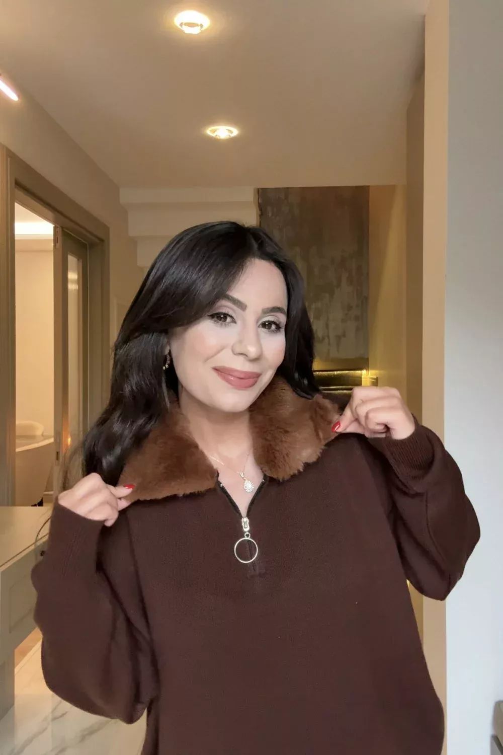 CH 590 - Fur Collar Fleece Co-Ord Set - Saimwear