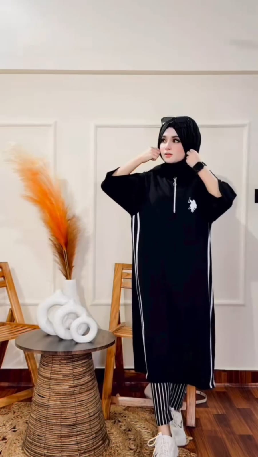 CH 576 - Stripe Style Long Top Dress - Saimwear