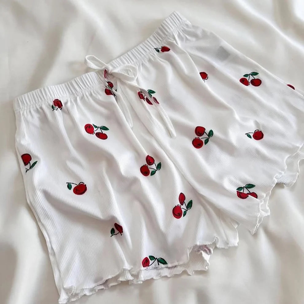 CH 6039 Printed Cherries Top & Boxer Set | Saimwear