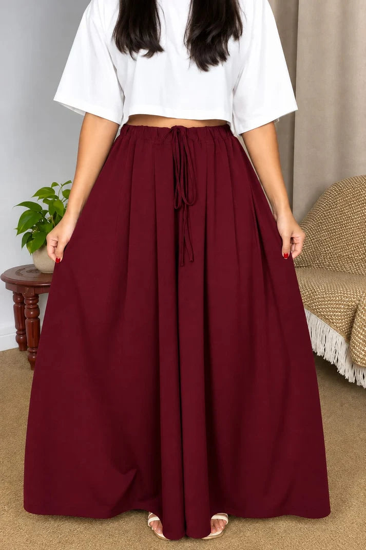 CH - 6136 - Chic Elastic-Waist Flare Trousers | Saimwear