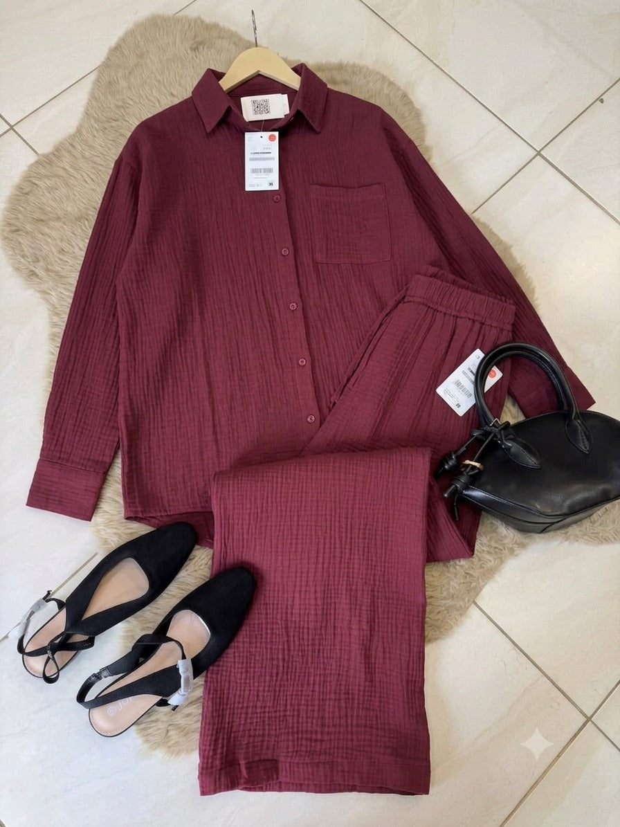 CH - 6086 - Textured Crinkle Co-Ord Set - Saimwear
