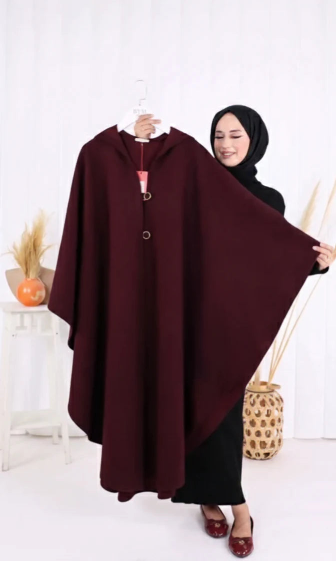 Ch 591 Saimwear Long hooded Button Windbreaker Cloak