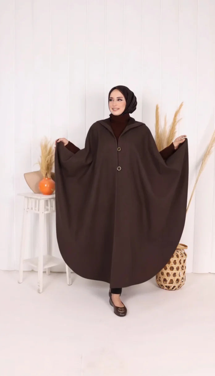 Ch 591 Saimwear Long hooded Button Windbreaker Cloak