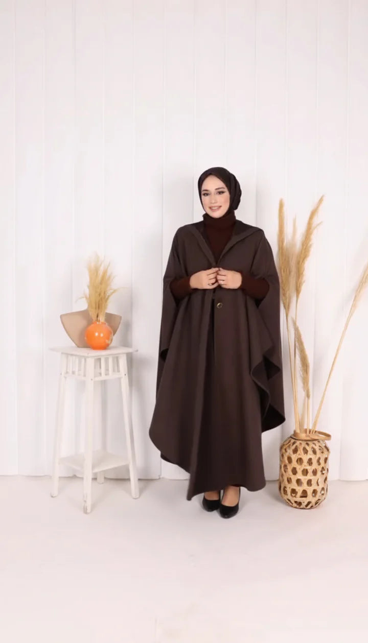 Ch 591 Saimwear Long hooded Button Windbreaker Cloak