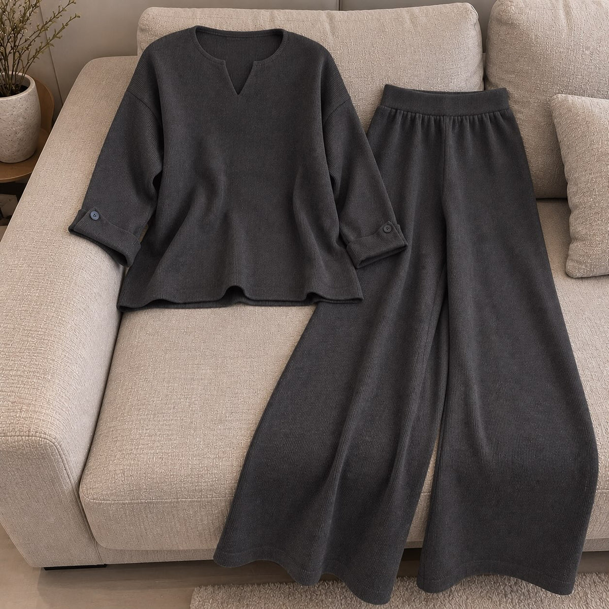 CH - 6162 - Comfy Winter 2 PC Co-ord Set | Saimwear