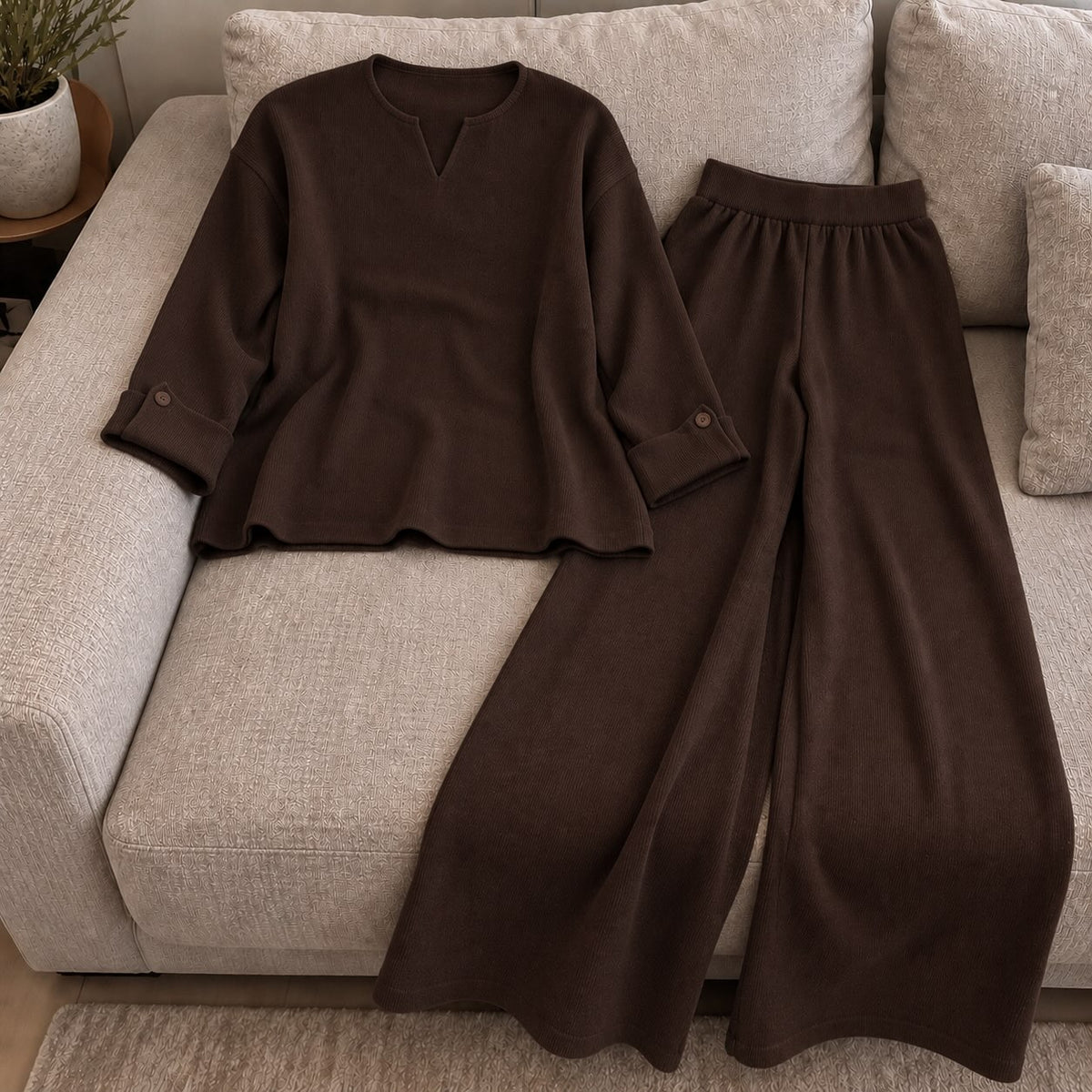 CH - 6162 - Comfy Winter 2 PC Co-ord Set | Saimwear