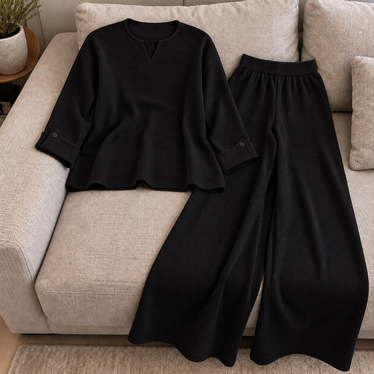 CH - 6162 - Comfy Winter 2 PC Co-ord Set | Saimwear