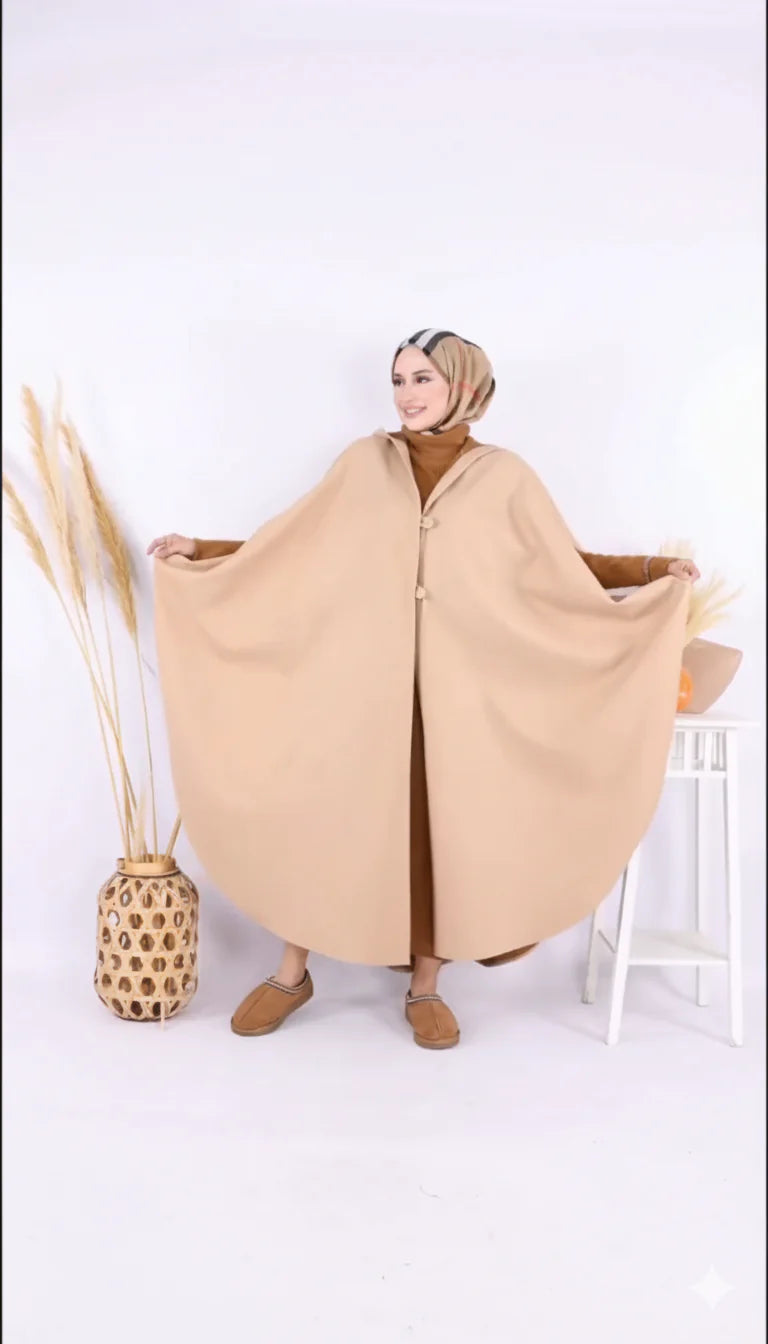 Ch 591 Saimwear Long hooded Button Windbreaker Cloak