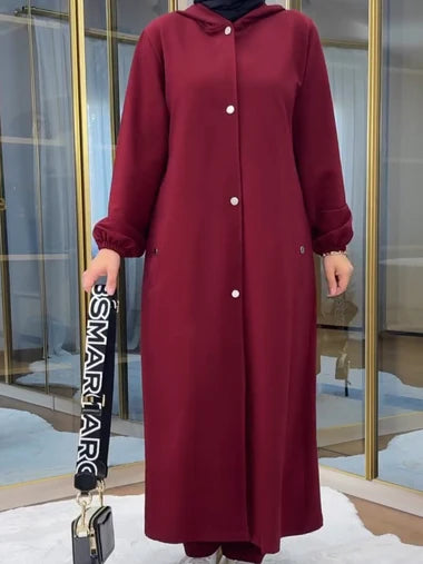 Ch 515 Saimwear 2 Piece Winter Fleece Dress Head to Toe Button Pocket Hoodie & Trouser