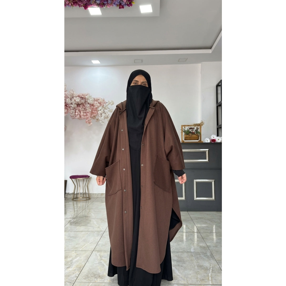 CH - 6152 - WinterCurve Fleece Cape Abaya | Saimwear
