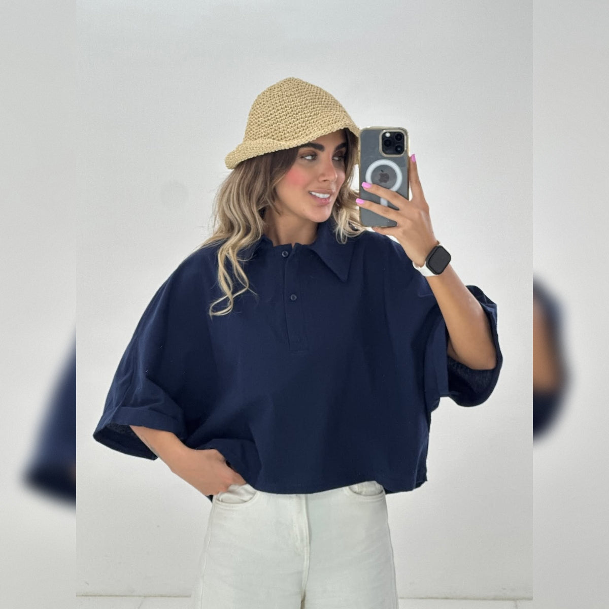 CH - 6090- Relaxed Fit Collar Top | Saimwear