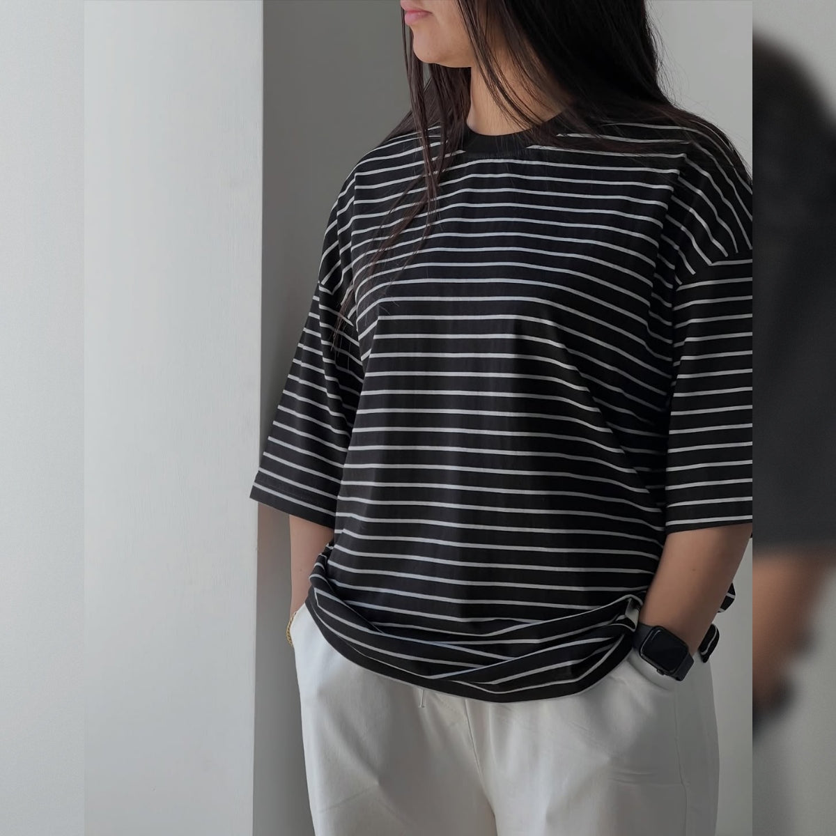 CH - 6093- Essential Striped Oversized Tee