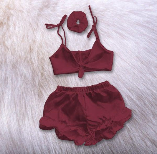 3 in 1 satin silk sleepwear set chk # p38 - saimwear
