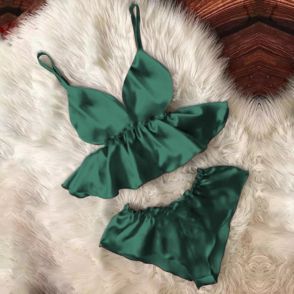 Eyelash Cami Bowknot Shorts Set # P46 - saimwear