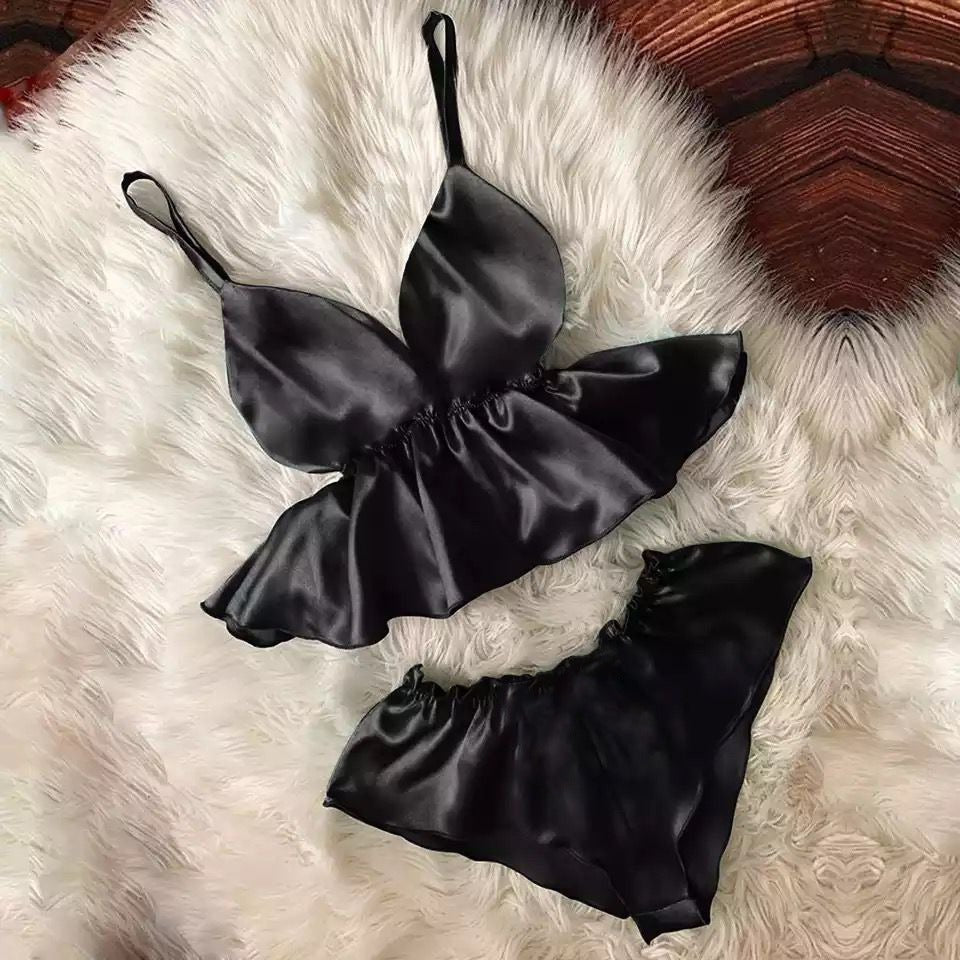 Eyelash Cami Bowknot Shorts Set # P46 - saimwear