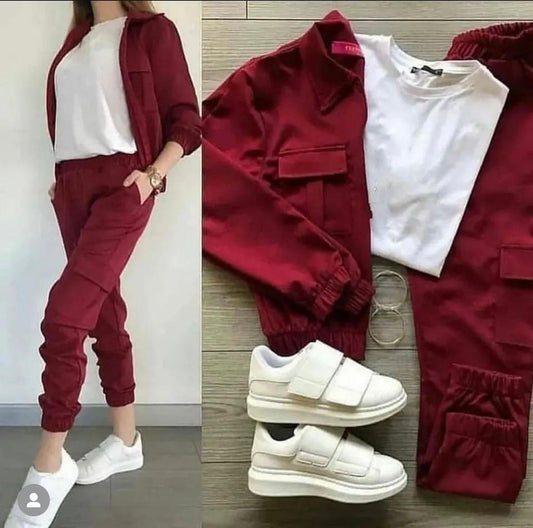 3 Pcs Winter Pocket Style Tracksuit LY-0011 - saimwear