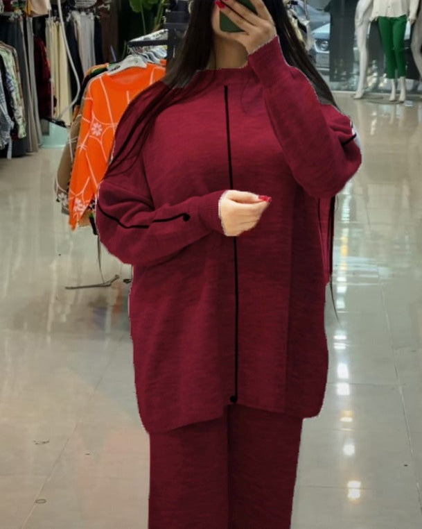2 Pcs Stripe Winter Fleece Outfit LY-0018 - saimwear
