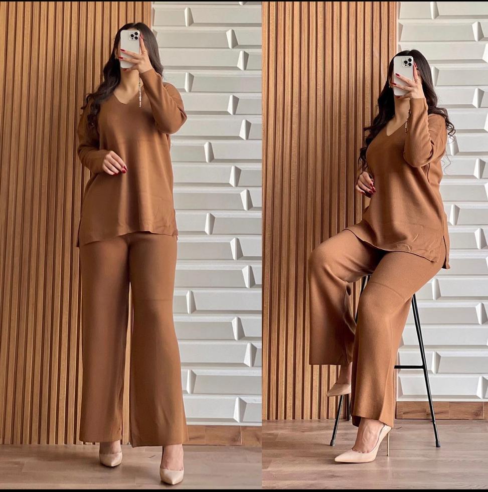2 Pcs V Neck Winter Outfit LY-0017 - saimwear