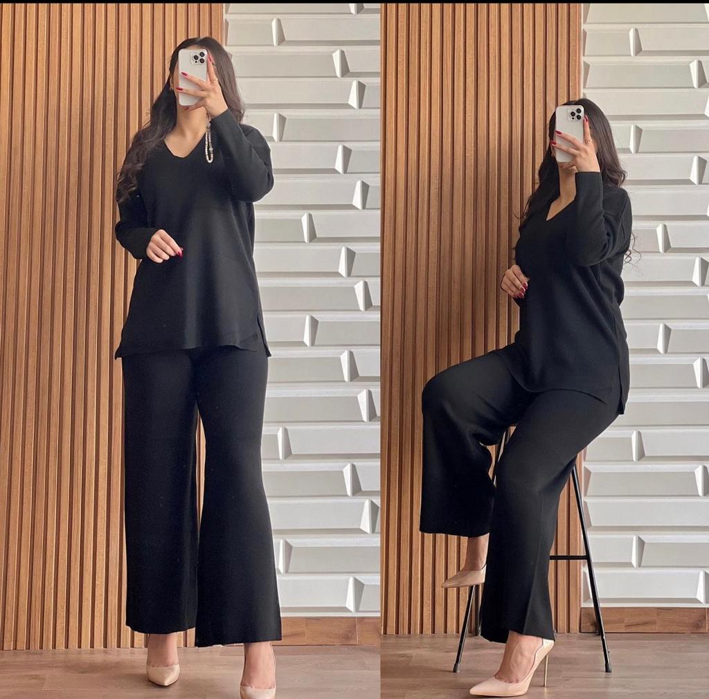 2 Pcs V Neck Winter Outfit LY-0017 - saimwear