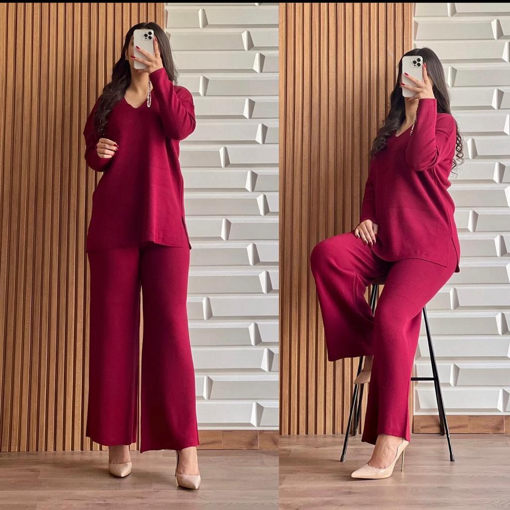 2 Pcs V Neck Winter Outfit LY-0017 - saimwear